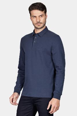 Polo Aramis Interlock Pima Long Sleeve Azul Marinho