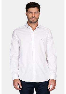 Camisa Regular Tricoline Maquinetado Fio 40 Branco