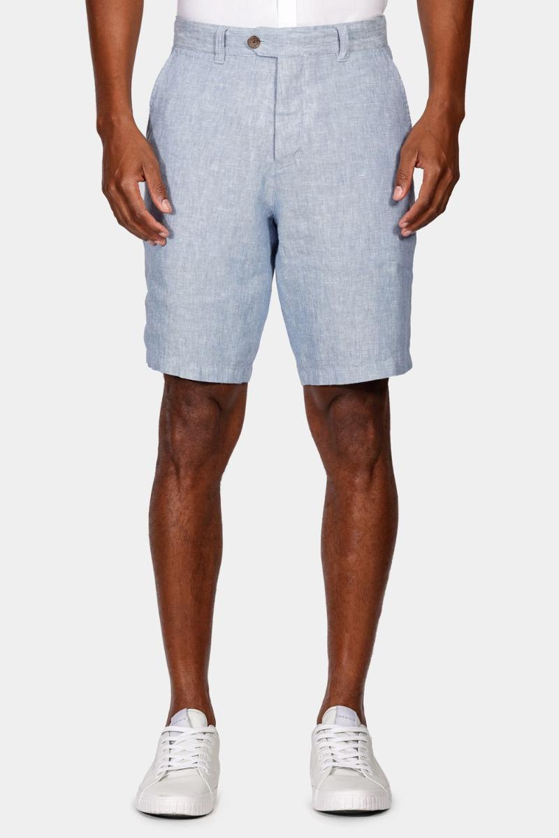 Bermuda Aramis Resort Linho Com Bolso Azul Oceano - 1