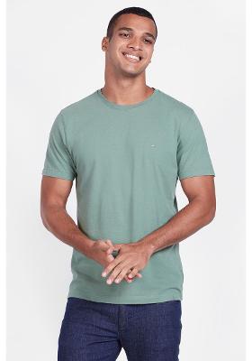 Camiseta Malha Gola Careca Básica Verde Folha 109