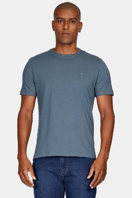 Camiseta Aramis Manga Curta Bordado Azul Escuro