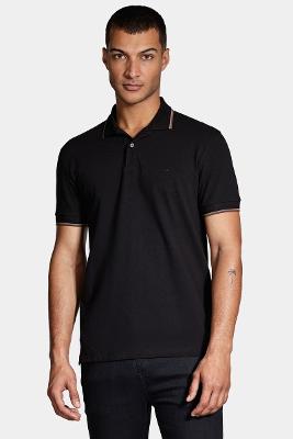 Polo Básica 4 Frisos Preto Com Marrom