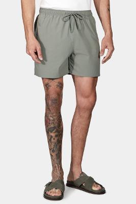 Shorts de Elástico Liso Maquinetado Verde Militar