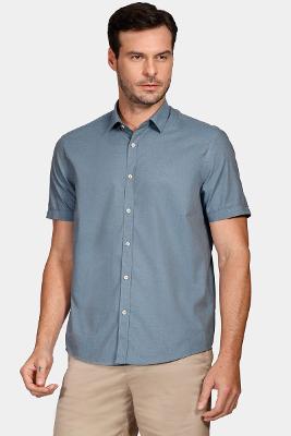 Camisa Manga Curta Cosmo Regular Fil a Fil Antilia Petróleo