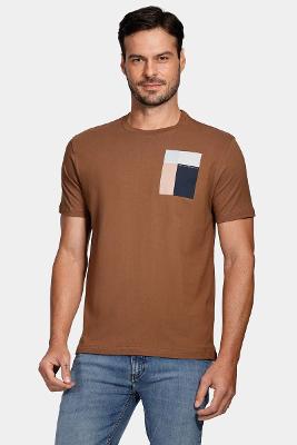 Camiseta Estampa Retângulos Marrom Cacau