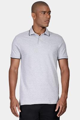 Polo Aramis Classic 1 Friso Cinza Mescla e Preto