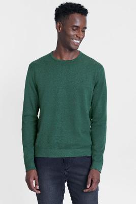 Tricot Aramis Manga Longa Gola Careca Verde Militar