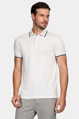 Polo Classic 1 Friso Cinza Prata Com Marinho