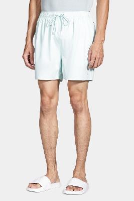 Shorts de Elástico Liso Maquinetado Azul Claro