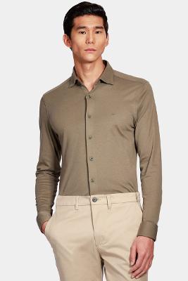 Camisa Manga Longa Cosmo Slim em Malha de Algodão Liso Verde