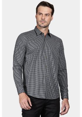 Camisa Aramis Slim Mini Xadrez Melange Cinza Com Chumbo