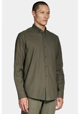 Camisa Manga Longa Cosmo Slim Oxford Stretch Button Down Verde