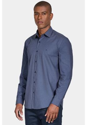 Camisa Manga Longa Cosmo Regular Algodão Egípcio Fil a Fil Barolo Azul