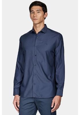 Camisa Regular Poliviscose Maquinetada Marinho