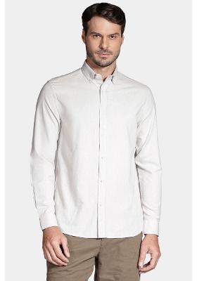 Camisa Manga Longa Move Slim Oxford Button Down Planalto Off White