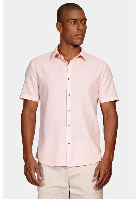 Camisa Manga Curta Move Slim Linho Algodão Coral