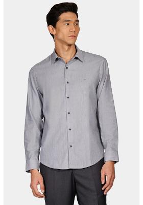 Camisa Manga Longa Cosmo Regular Algodão Egípcio Micro Xadrez Cinza