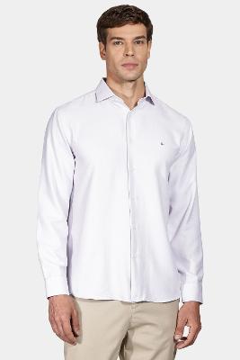 Camisa Aramis Regular em Tricoline Maquinetada Lilás