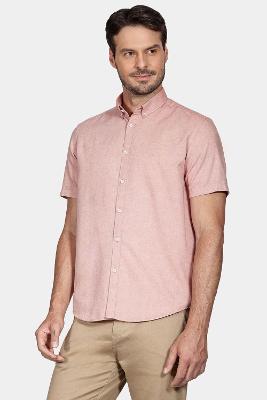 Camisa Aramis Manga Curta Move Slim Button Down Oxford Telha