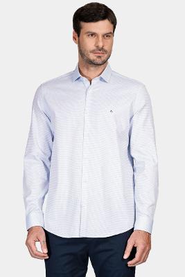 Camisa Aramis Regular Stretch Maquinetado Branco e Azul