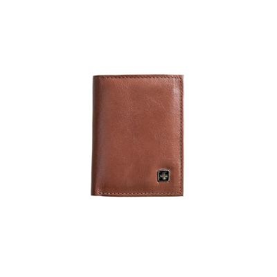 Carteira Masculina Slim de Couro Suissewin Pequena Pinhão
