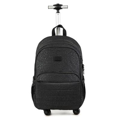 Mochila Escolar Juvenil com 4 Rodinhas Crinkle Glitter Preta