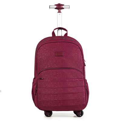Mochila Escolar Juvenil com 4 Rodinhas Crinkle Glitter Vinho