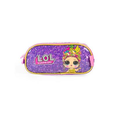 Estojo Escolar Infantil 3 Compartimentos Feminino LOL Roxo