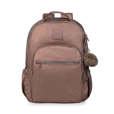 Mochila Escolar Juvenil Feminina Perolada Marrom