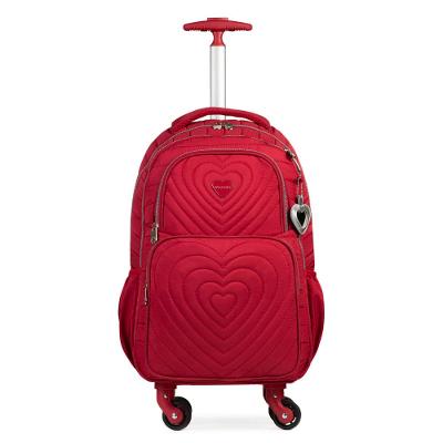 Mochila de Rodinha Juvenil Feminina BG girl com 4 rodas Vermelho