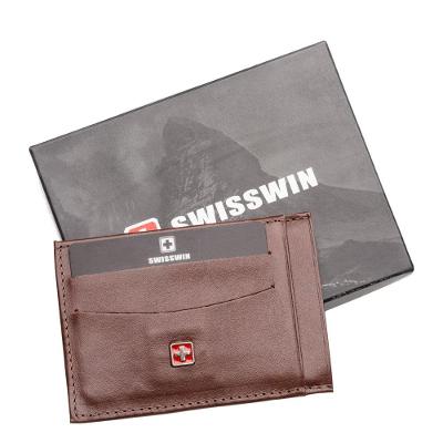 Porta Cartão de Couro com Porta Documento Suissewin Café