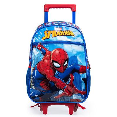 Mochila Escolar Masculina de Rodinha Homem Aranha Azul