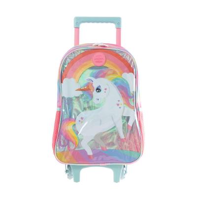 Mochila Escolar Feminina de Rodinhas Unicórnio Rainbow