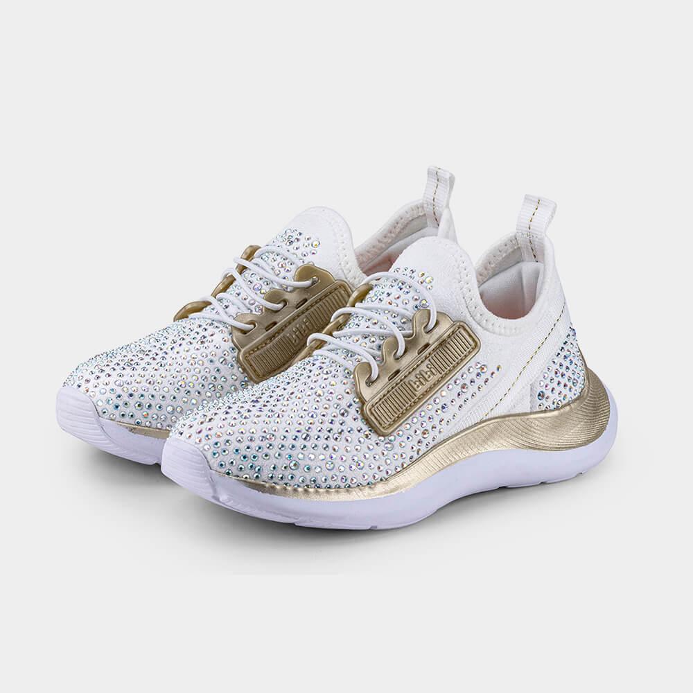 Tênis Infantil Bibi Shine Branco com Pedrinhas Brilhosas - 8