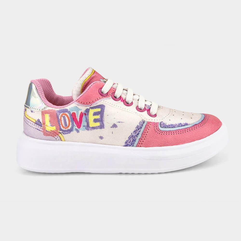 Tênis Infantil Bibi Glam Branco Com Estampa Love - 1