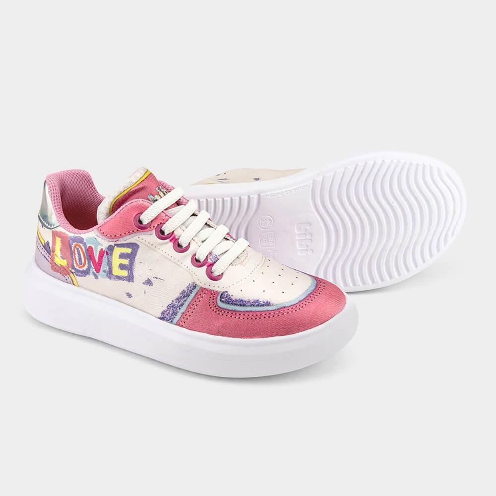 Tênis Infantil Bibi Glam Branco Com Estampa Love - 4