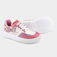 Tênis Infantil Bibi Glam Branco Com Estampa Love - 4