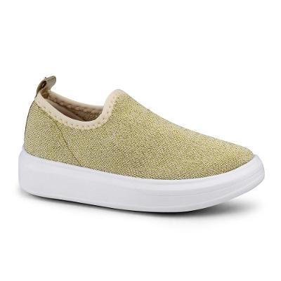 Tênis Infantil Bibi Feminino Knit Dourado com Brilho Glam - 1109006