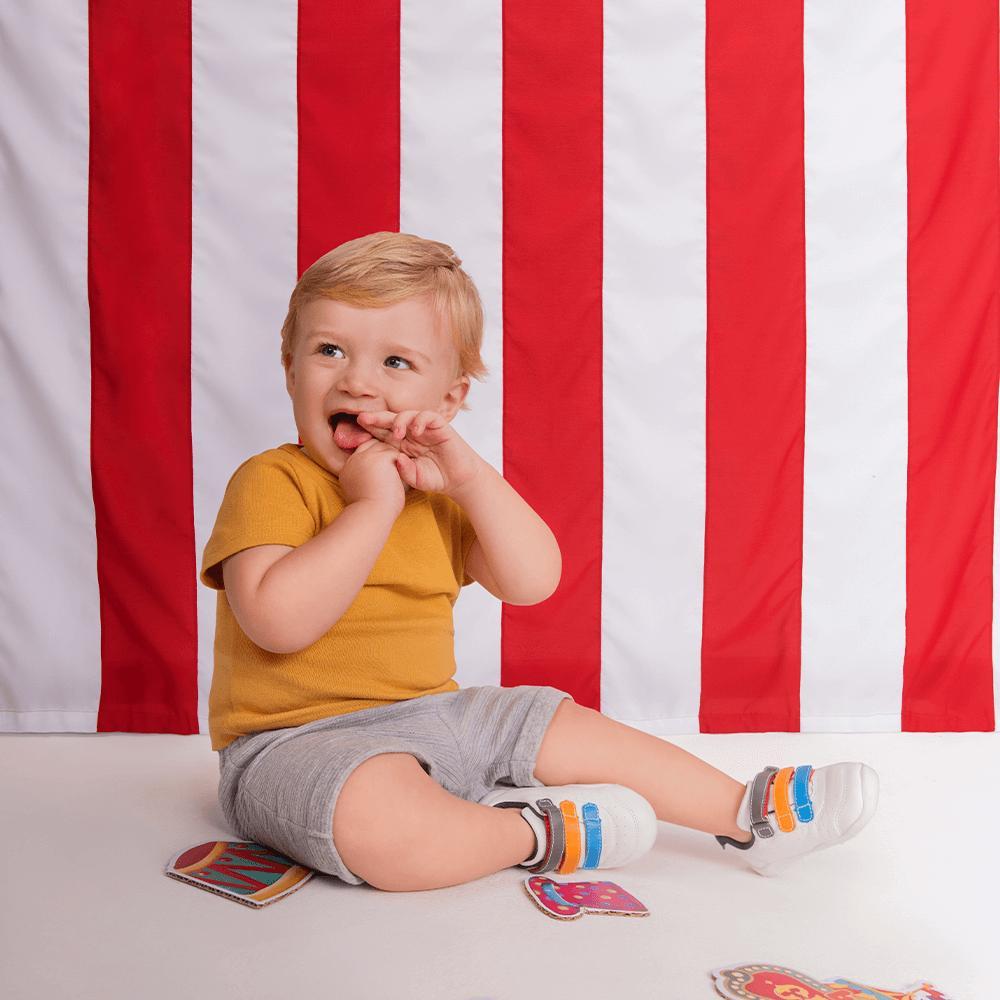 Tênis Infantil Bibi Fisioflex Originals Branco com Azul Marinho de Tiras - 5