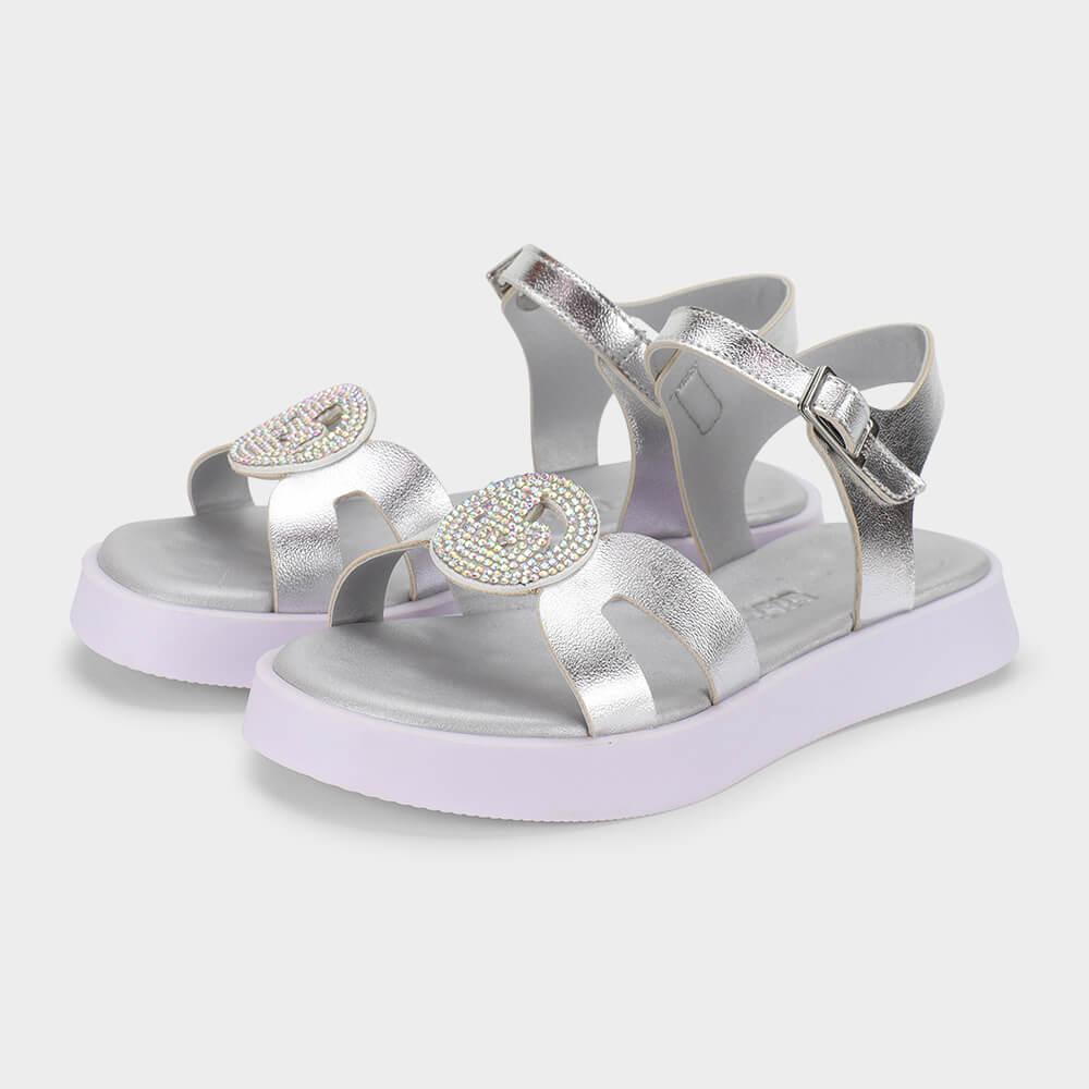 Sandália Infantil Bibi Plataforma Prata com Brilhos - 5