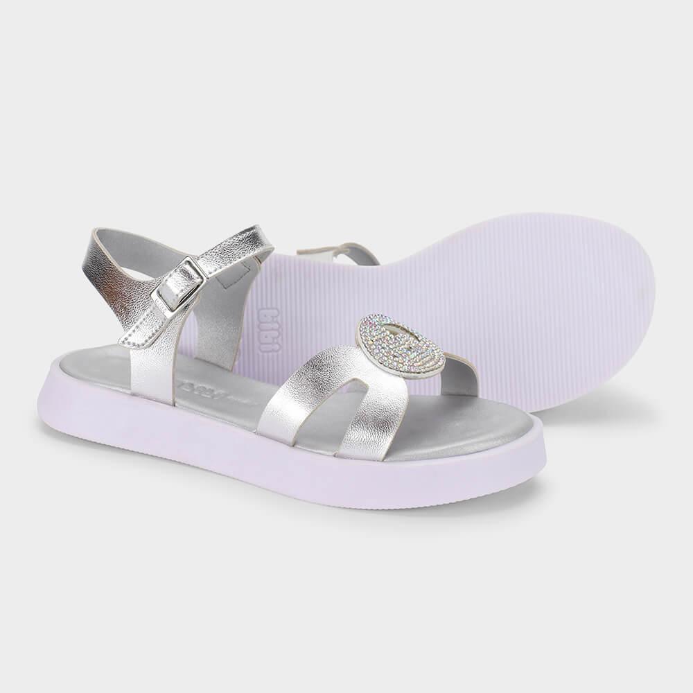 Sandália Infantil Bibi Plataforma Prata com Brilhos - 3