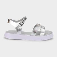 Sandália Infantil Bibi Plataforma Prata com Brilhos