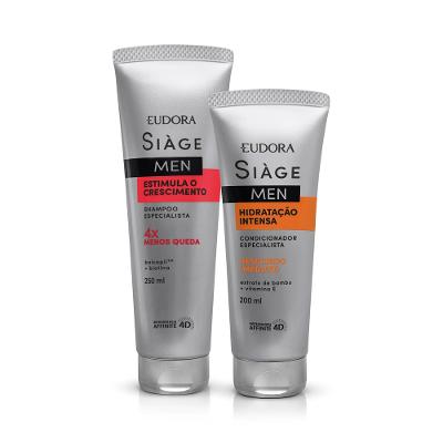Eudora Kit Siàge Men: Shampoo Estimula o Crescimento 250ml + Condicionador Hidratação Intensa 200ml