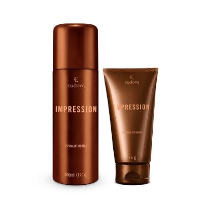 Eudora Kit Impression: Espuma de Barbear 200ml + Gel Pós Barba 75g