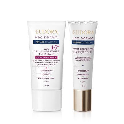 Eudora Kit Neo Dermo Pró Age Collection: Creme Reparador Pescoço e Colo 40g + Gel Facial Antissinais 45+ 50g