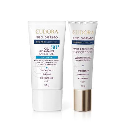 Eudora Kit Neo Dermo Pró Age Collection: Creme Reparador Pescoço e Colo 40g + Gel Facial Antissinais 30+ 50g