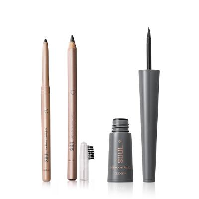 Eudora Kit Soul: Lapiseira Retrátil 350mg + Delineador Líquido Preto 2,5ml + Lápis para sobrancelha Médio Escuro 1,1g