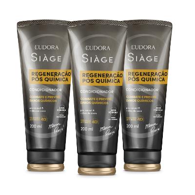 Combo Condicionador Siàge Expert Regeneração Pós Química 3x 200ml