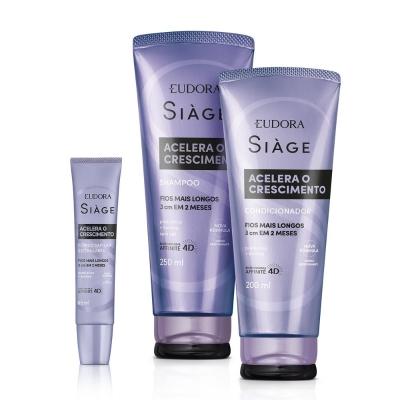 Eudora Kit Siàge Acelera o Crescimento: Shampoo 250ml + Condicionador 200ml + Tônico 65ml