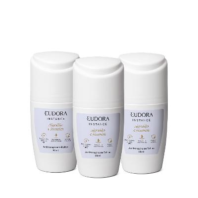 Combo Desodorante Antitranspirante Roll on Instance Algodão e Jasmim 3x55ml